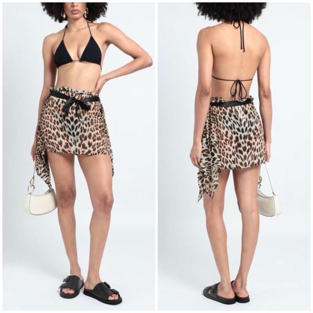 New! Women's Roberto Cavalli Swimwear Coverup S Brown Cheetah missing detail